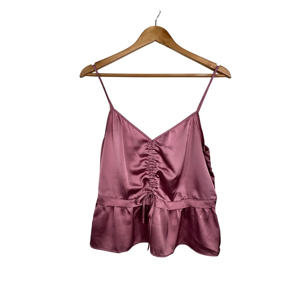 Abercrombie‎ & Fitch Womens Mauve Pink Satin Ruched Peplum Camisole Top Size M